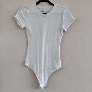 A&F- White Ribbed T-shirt bodysuit size small
